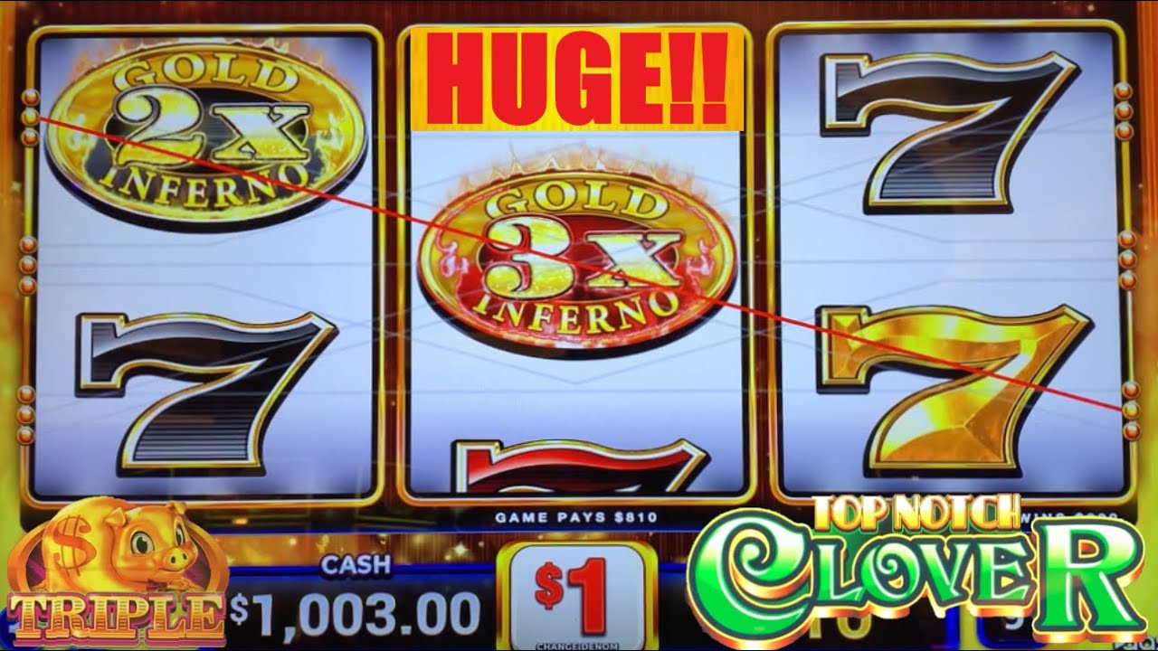 BOOM! My BIGGEST WIN EVER on GOLD INFERNO! Top Notch Clover + 3 Reel Rakin Bacon Slots! #slots