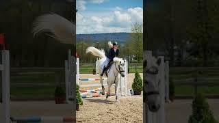 Jumping on my white welsh pony ❤️#horsegirl #ai #showjumping
