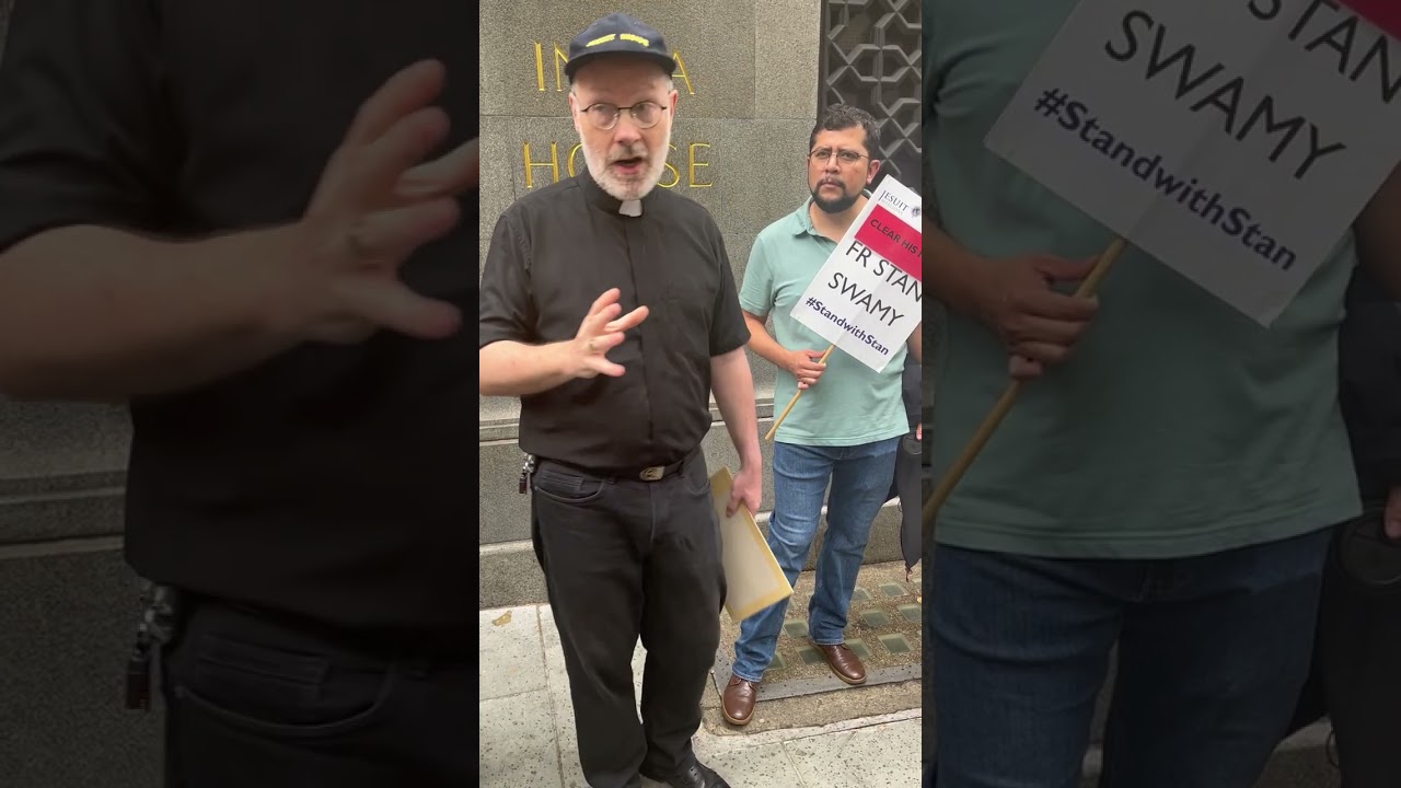 Vigil for Fr Stan Swamy SJ outside the Indian High Commission