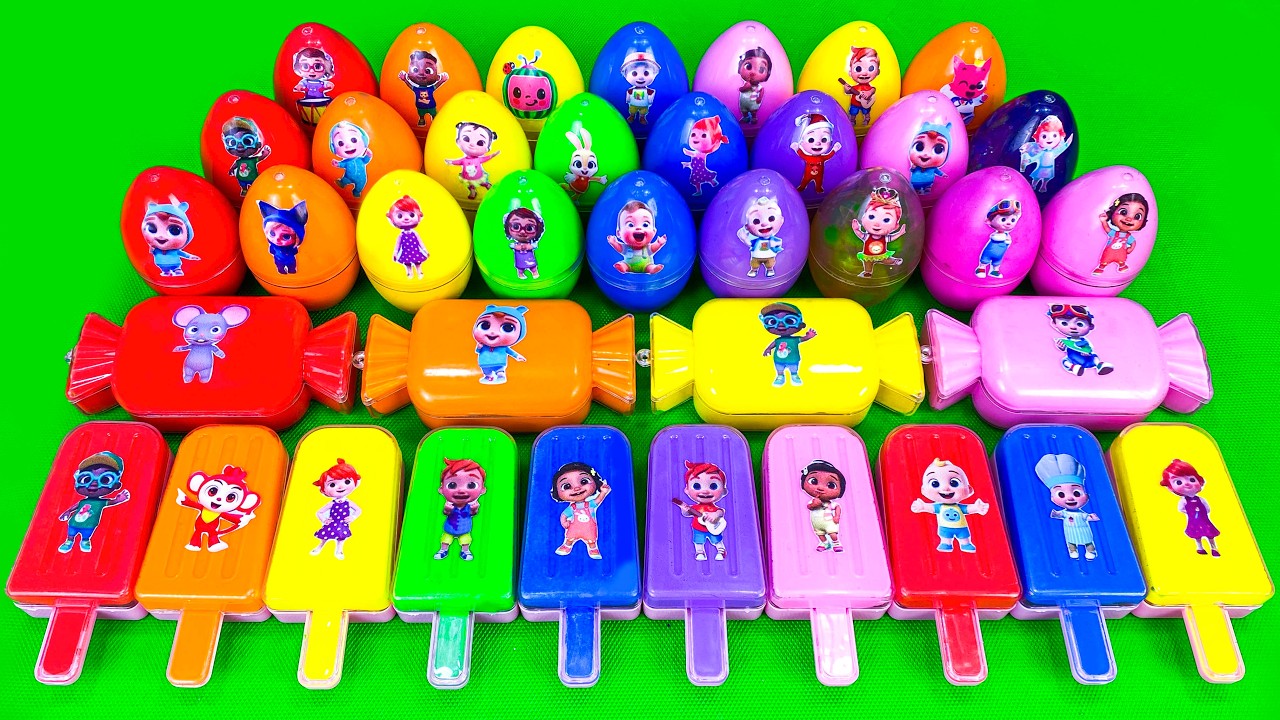Cocomelon Slime 🌈 Finding Hidden Slime EGGS & Ice Creams, Candy with JJ & Pinkfong! Satisfying ASMR