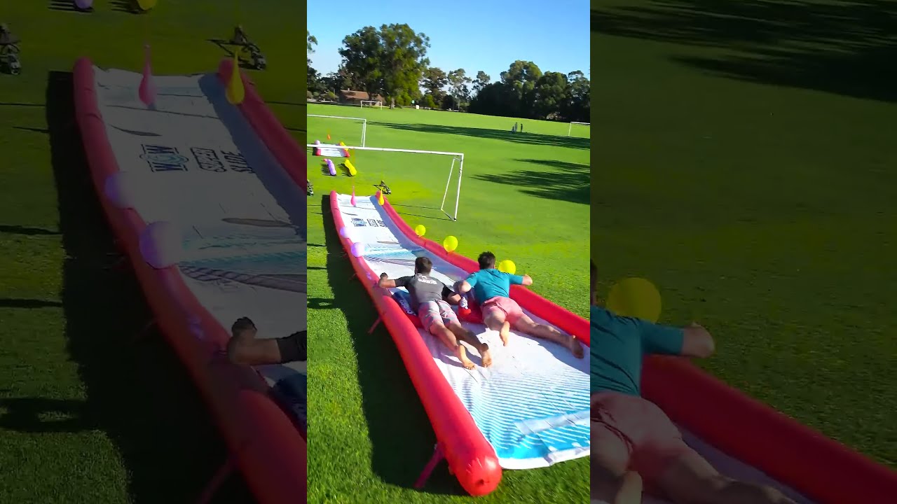Water Slide Balloon Pop Racing Is AWESOME 