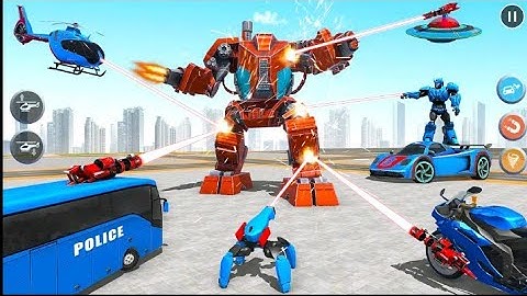 police bus Robot car game - multi Robot car game 3d