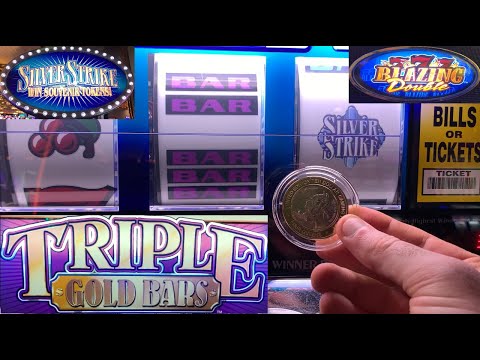 CLASSIC OLD SCHOOL CASINO SLOTS: DOUBLE BLAZING 777 + TRIPLE GOLD BARS + SILVER STRIKE SOUVENIR WINS