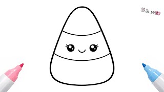 🎃 How to Draw a Cute Candy Corn 🍬 | Easy Halloween Drawing for Kids