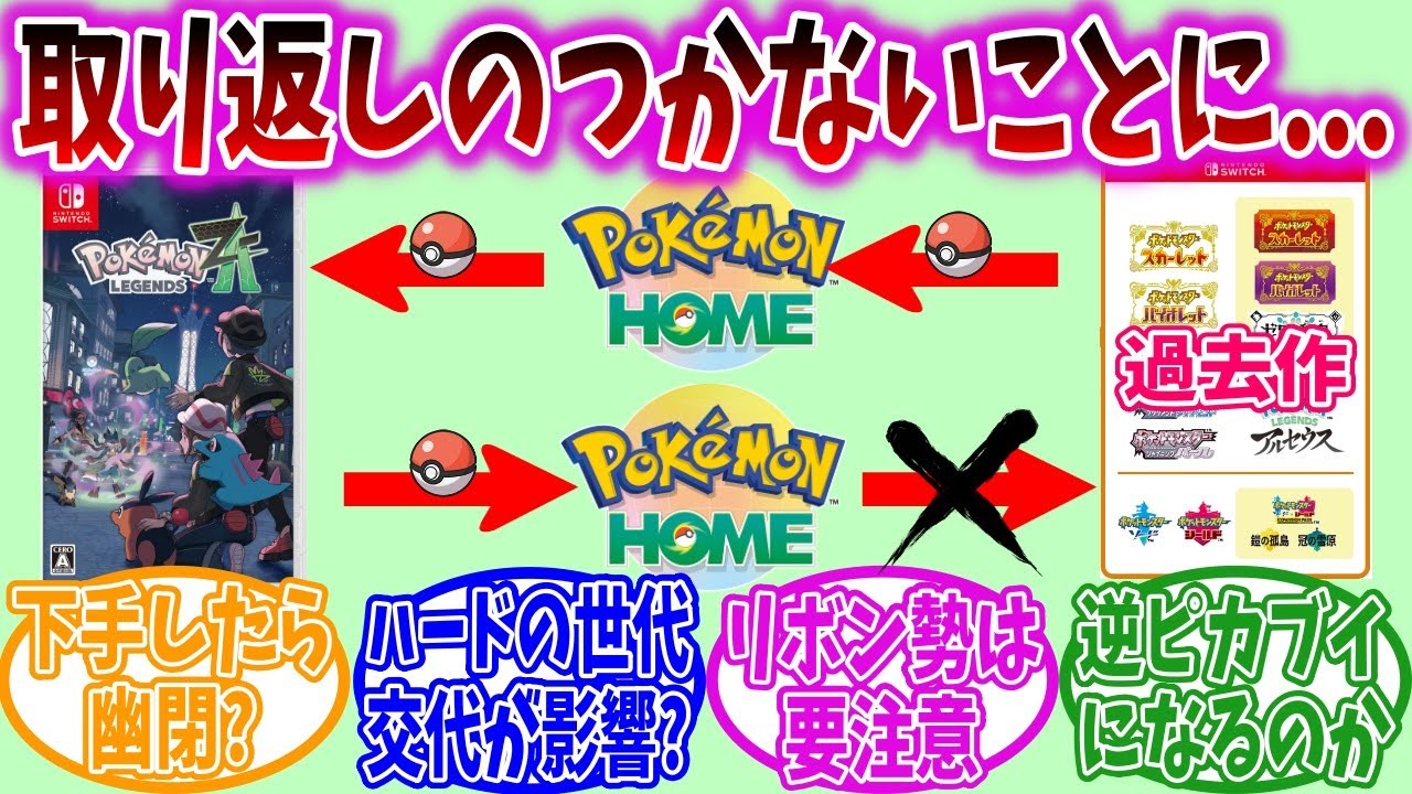 ポケモンHOME、ZAにポケモンを送ると過去作に戻せなくなることが判明し