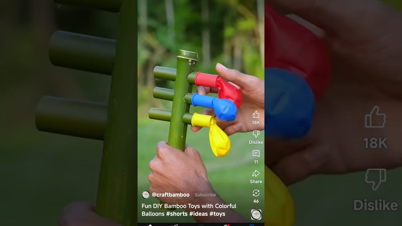 Bamboo gun with three balloons 