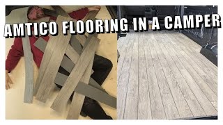 Fitting Amtico flooring in a camper. Ship deck flooring effect.