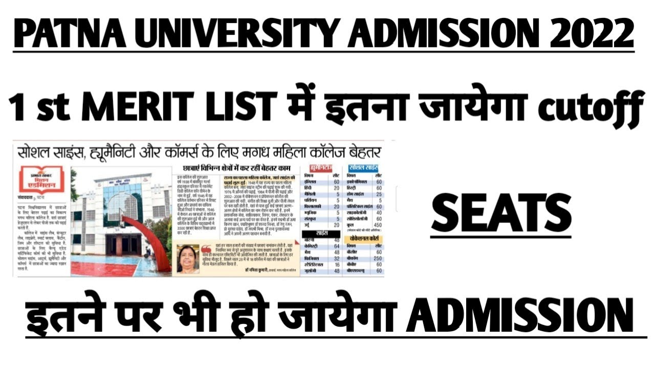 Patna University admission 2022|Magadh mahila college cutoff|seats|admission process|Hostel