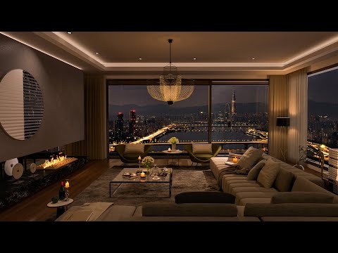 Seoul Night Serenity | Cozy Luxury with Rainy Window Ambience and Smooth Piano Jazz 🎵