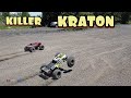 The rc trucks go against each other xmaxx 8s vs kraton 8s