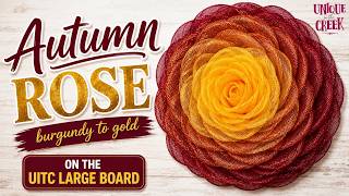 🌹 AUTUMN ROSE | Burgundy to Gold Fall Flower Wreath on the UITC Large Board | KIT054LG #WREATH #DIY