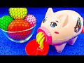 Satisfying Video l How To Make Rainbow Playdoh Pasta Machine into Glitter Clay Balls Paint ASMR