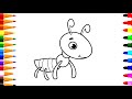 Easy Ant Drawing |🐜| How to draw an Ant | Drawing painting and colouring Ant for kids #easydrawing