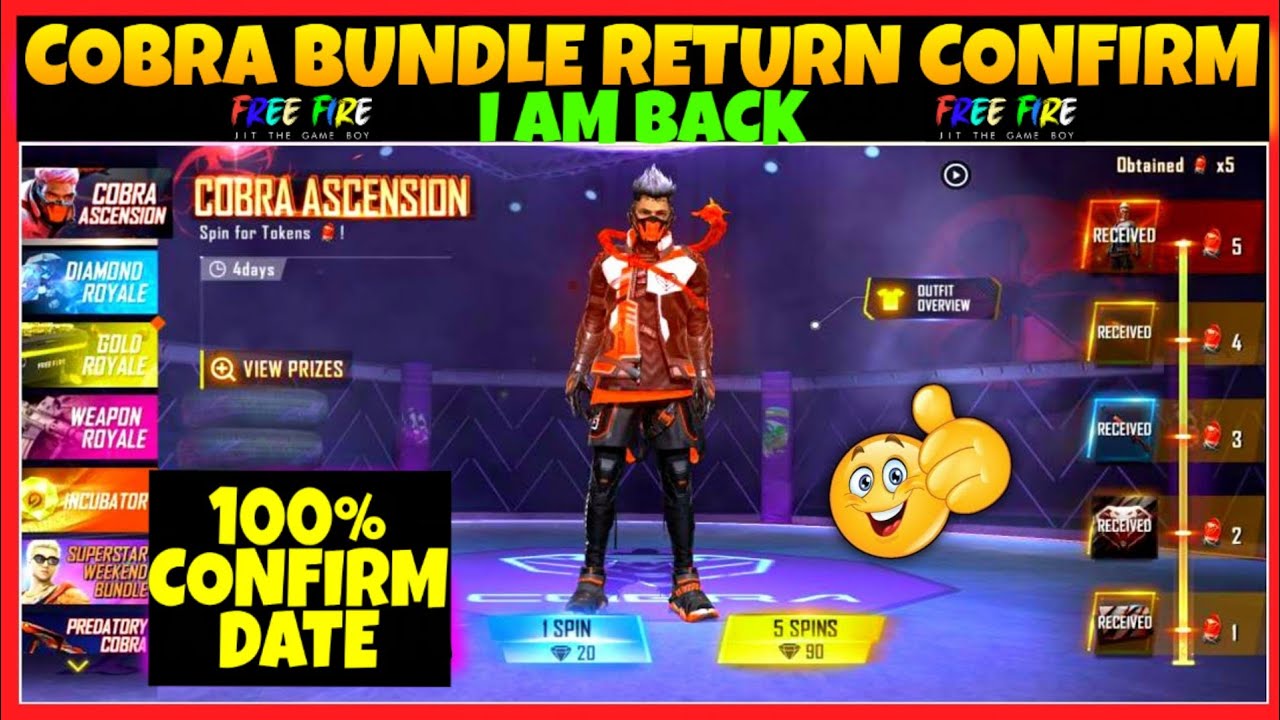 COBRA LEGENDARY BUNDLE RETURN CONFIRM DATE || COBRA BUNDLE RETURN KAB AAYEGA || FF NEW EVENT