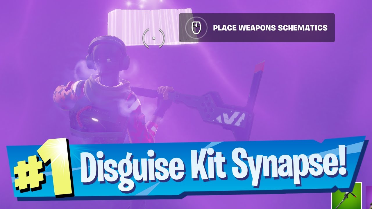 Use a Disguise Kit, then place Weapons Schematics in Synapse Station