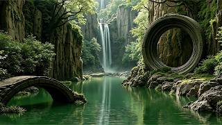 Let Go of Mental Overload | Waterfall Reflections on Emerald Water, Quiet the Mind | 528Hz Zen Music