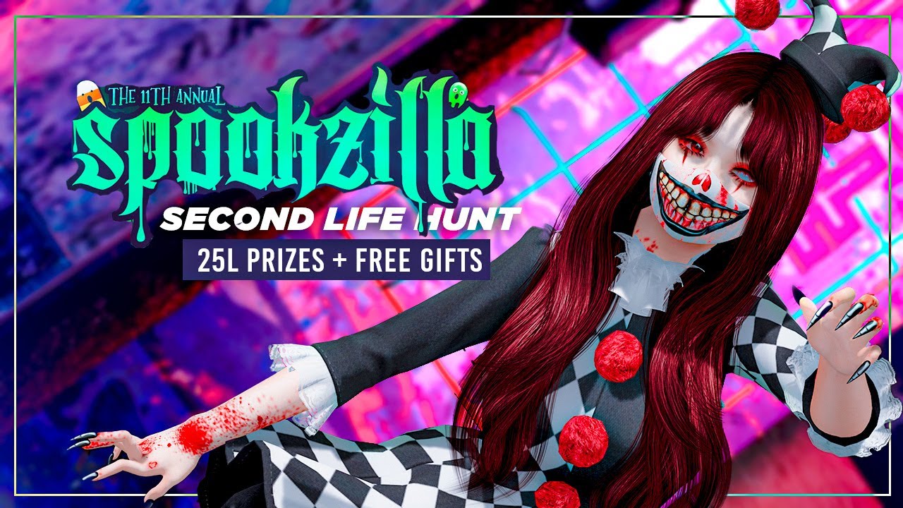 SPOOKZILLA 2023 Second Life Halloween HUNT 25L Prizes + Free Gifts