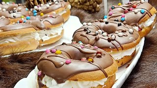 #دونات  بدون زيت مشروع مربح...محشية بكريمة ولا أروع? حضروها بالبيت بمكونات بسيطة#Donuts /