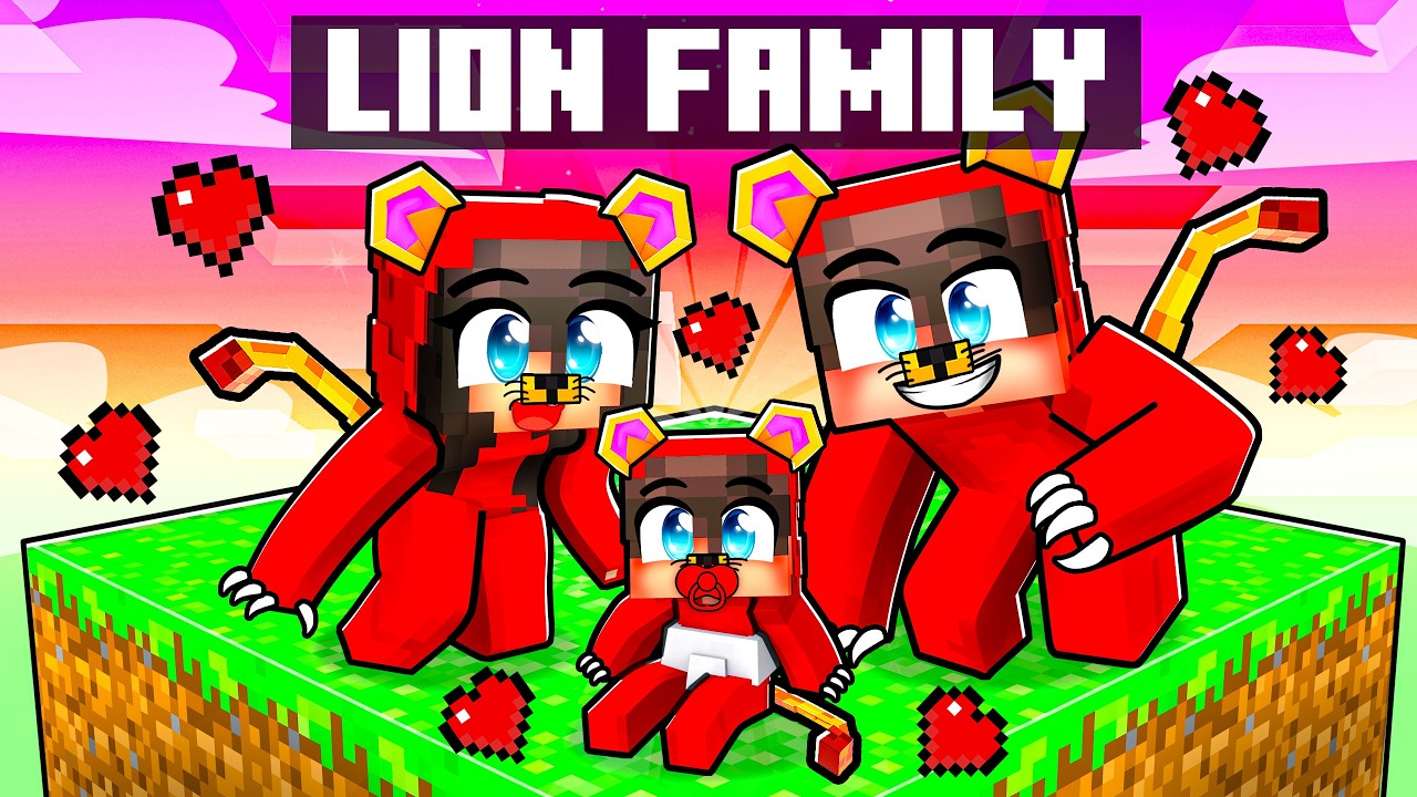 Having a LION FAMILY in Minecraft!