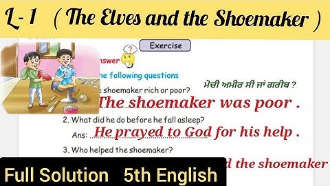 class 5 English lesson 1 The Elves and the shoemaker question and answers solution studio yt