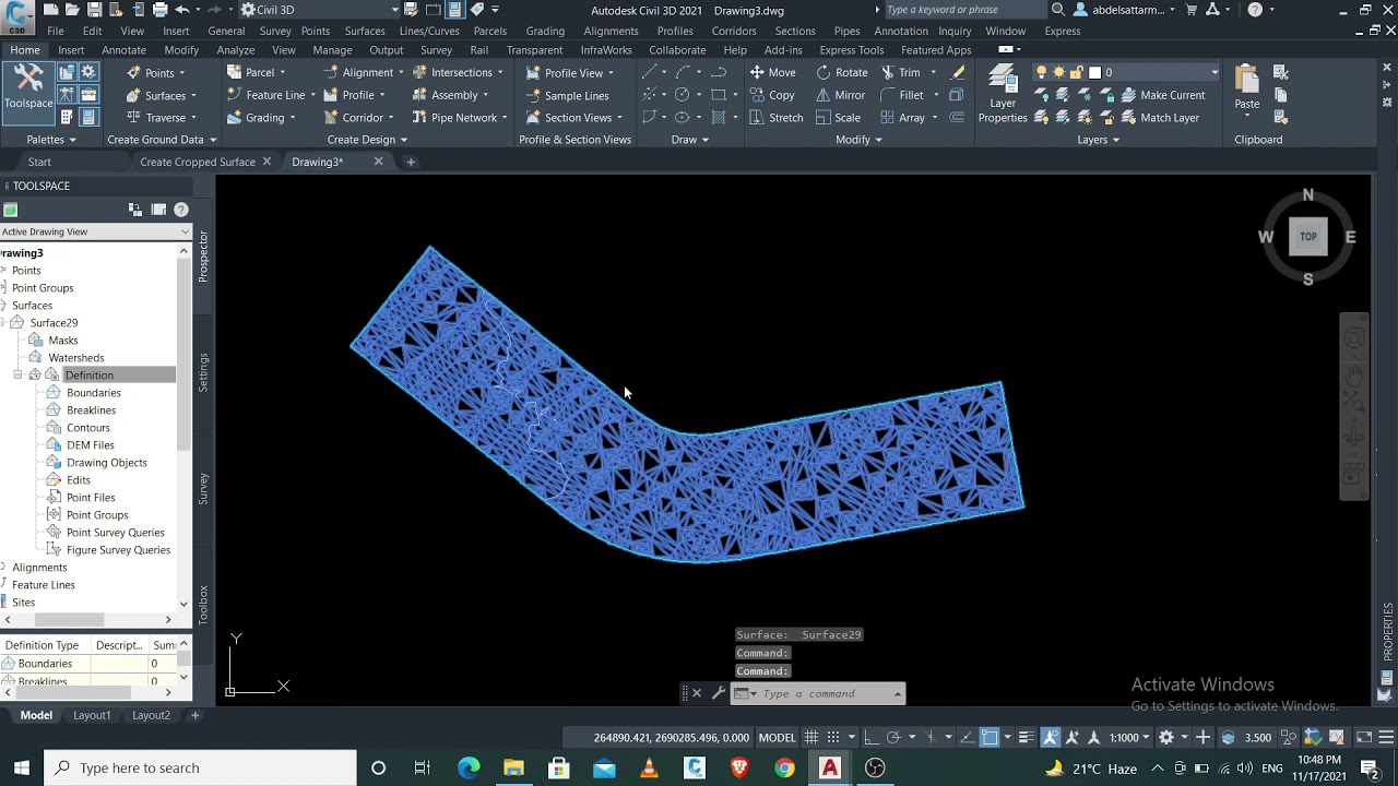 Civil 3D Tutorials Surface Create Cropped Surface YouTube