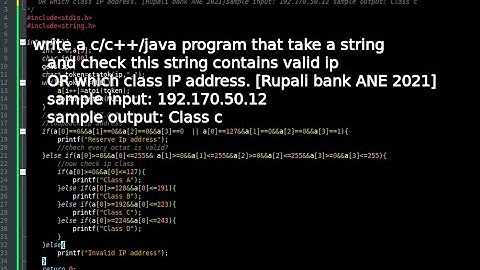 IP address class determinate C code. Rupali Bank Assistant Network Engineering 2021 Exam.