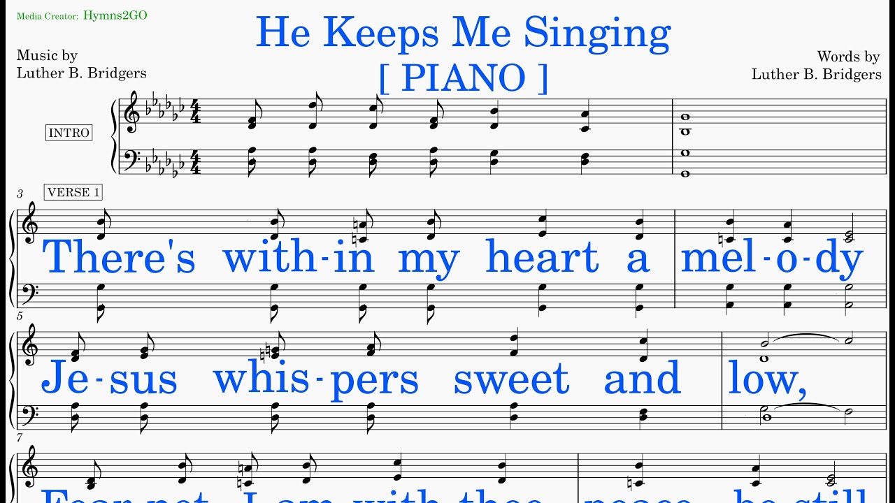View of He Keeps Me Singing (Bridgers - Bridgers) [v2] Piano - YouTube