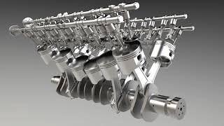 CIM Design Animation of V12 Engine in Solidworks