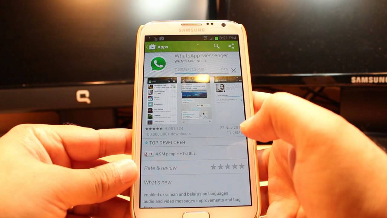 WhatsApp messenger Install to Samsung Galaxy Note 2 - YouTube