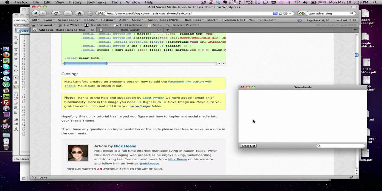 Installing Slick Social Media Icons - Thesis 1.7