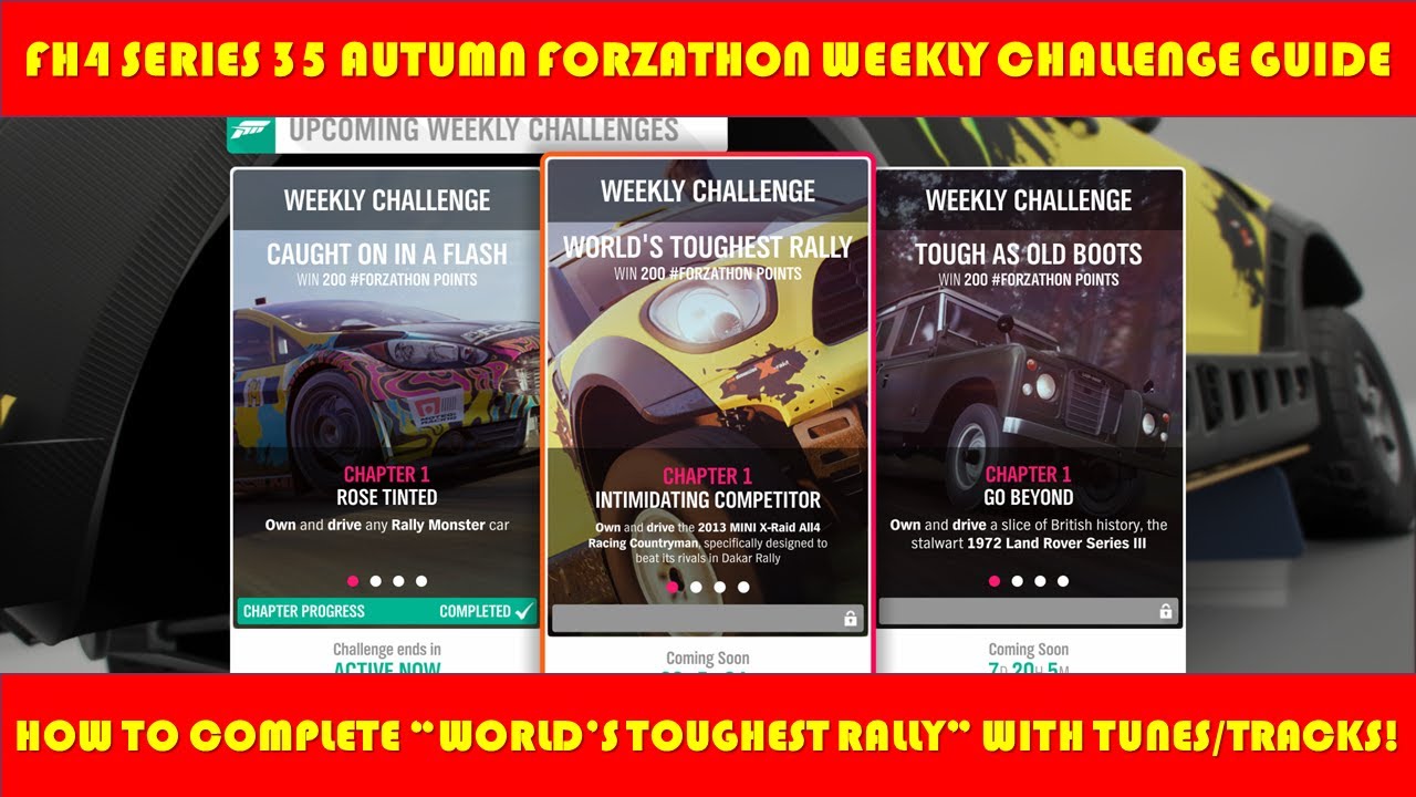 Forza Horizon 4 | How to Complete "World's Toughest Rally" Autumn Forzathon Challenge | Tunes/Tracks