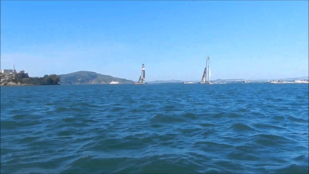 America's Cup catamarans training Feb 2015