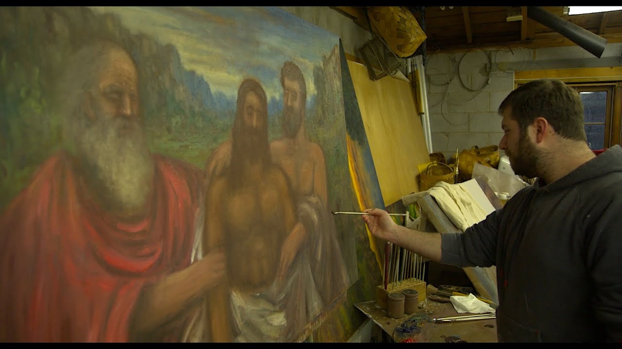 Painting Session - Quiet Studio Sounds With Brush On canvas And Mixing Paint - ASMR (Very Relaxing)