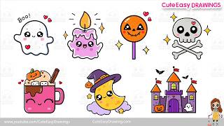 7 cute easy halloween drawing video collection kids 1 hour