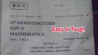 12th class Today's Math paper 2024 soft zone | Easy or tough | jk Smart Study screenshot 2