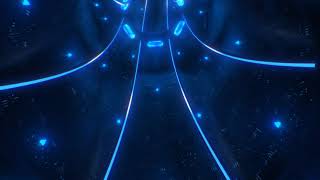 Fly in Futuristic Sci Fi Spaceship Tunnel of Blue Neon Glow Lights 4K Background VJ Video Effec