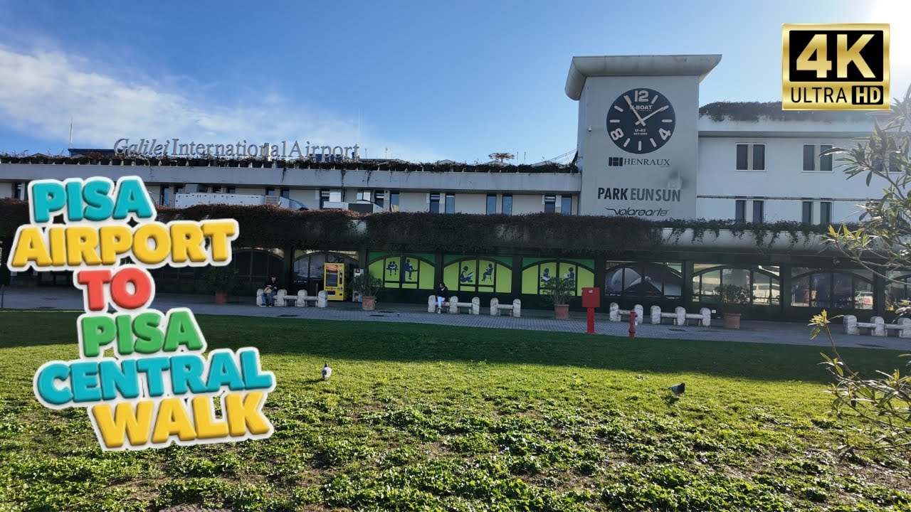 Pisa Airport (PSA) to Pisa Central Station Walking Tour ( 15 Min Easy Route ) | 4K UHD