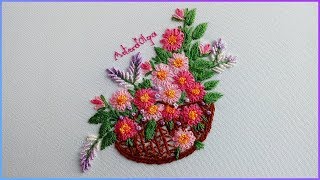 Hand Embroidery: Daisy Flower Basket | Bordados a mano: Cesta de Margaritas | Artesd'Olga