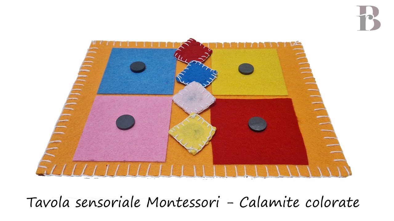 Tavola sensoriale Montessori - calamite colorate