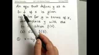 7.3.8 Equations of Lines & Functions; Examples Using the Function Notation