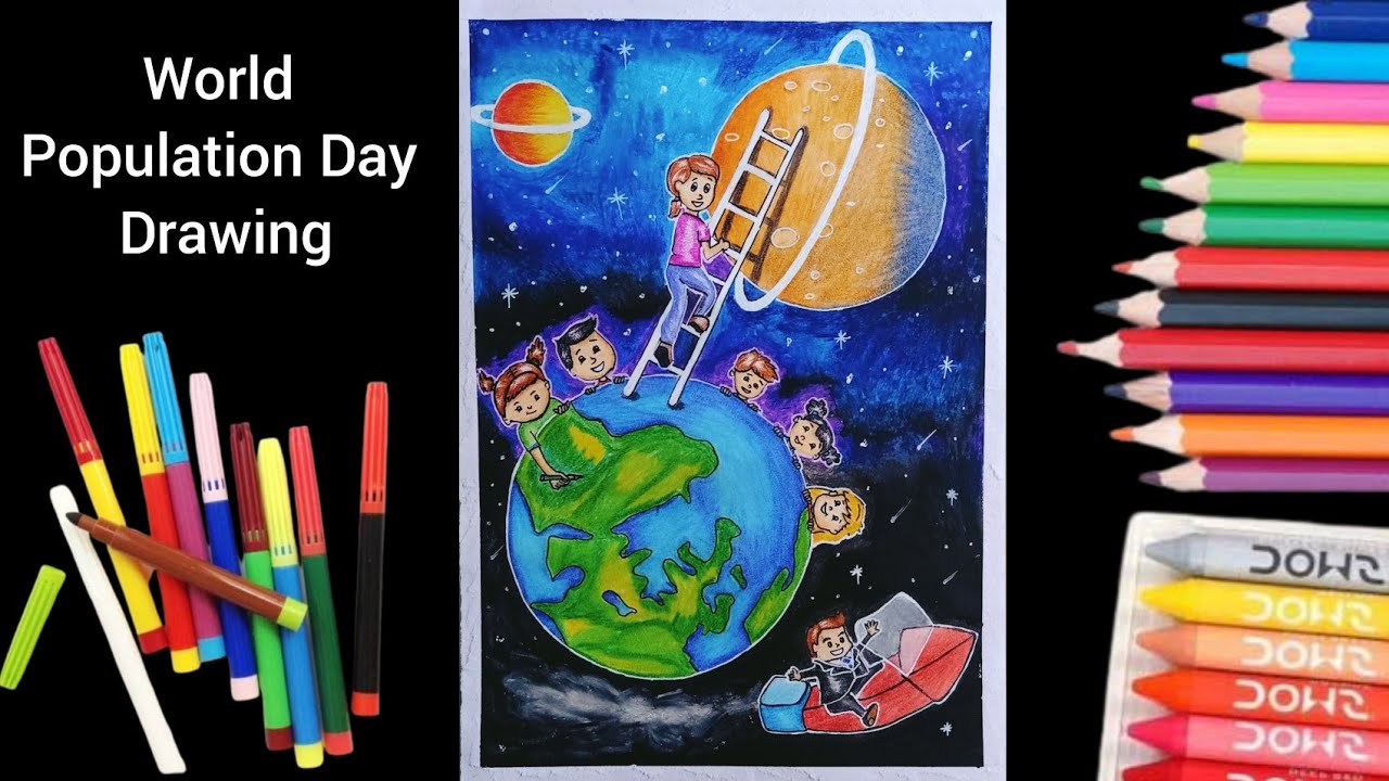World Population Day Poster Drawing | Population Day Drawing ...