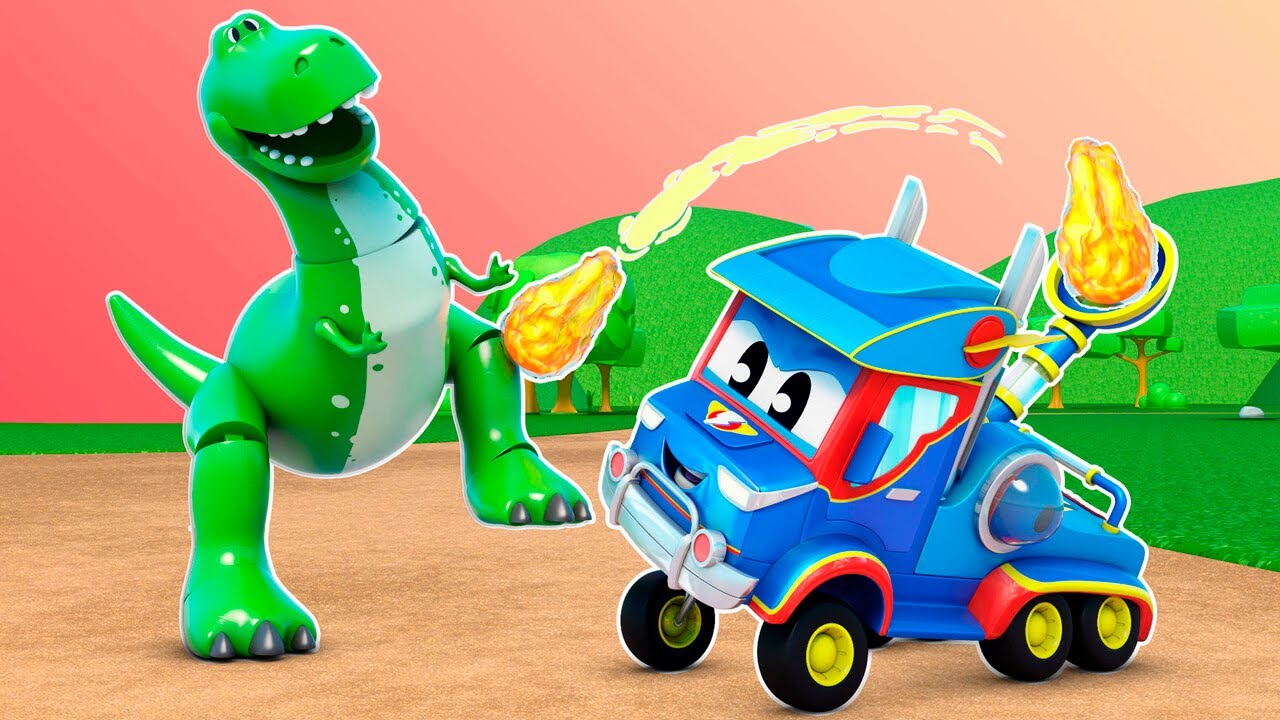 Truk Super mengejar Dinosaurus