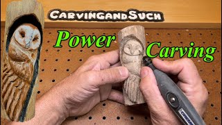 How to power carve / wood carving Barn Owl ….Power Carving with Dremel 3000