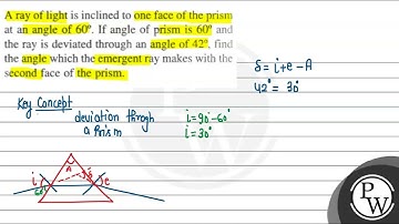 A ray of light is inclined to one face of the prism at an angle of \( 60^{\circ} \). If angle of...