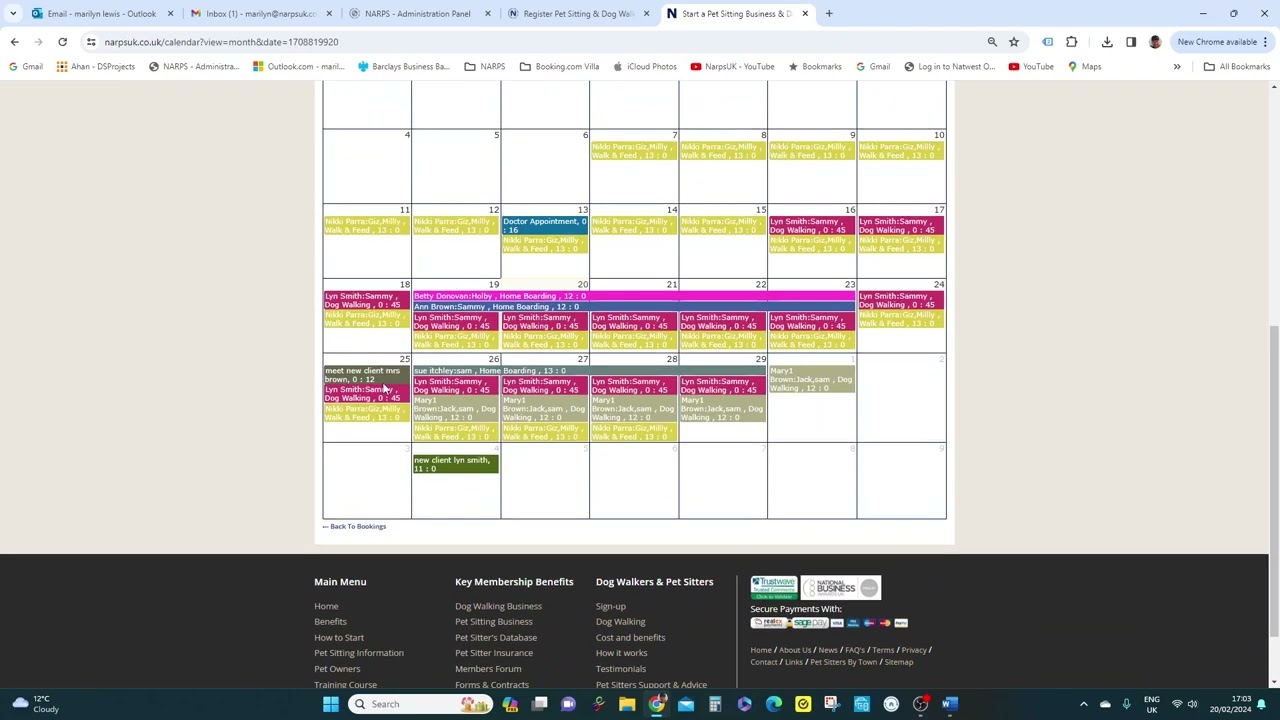 Using the Software's Calendar and schedule