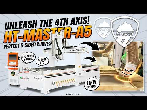 HT-MASTER-A5: High-Performance 4-Axis CNC Router with 12-Tool ATC #cnc #woodworking