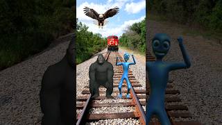 Alien & frog head chil dance vs train attack funny vfx magical video #shorts