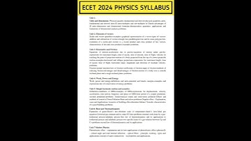ECET 2024 PHYSICS SYLLABUS || common to all diploma branches #shorts @physicsprakash