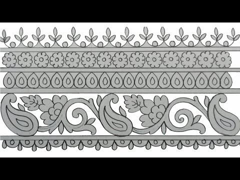 Intricate Flower Drawing Design | Border Embroidery