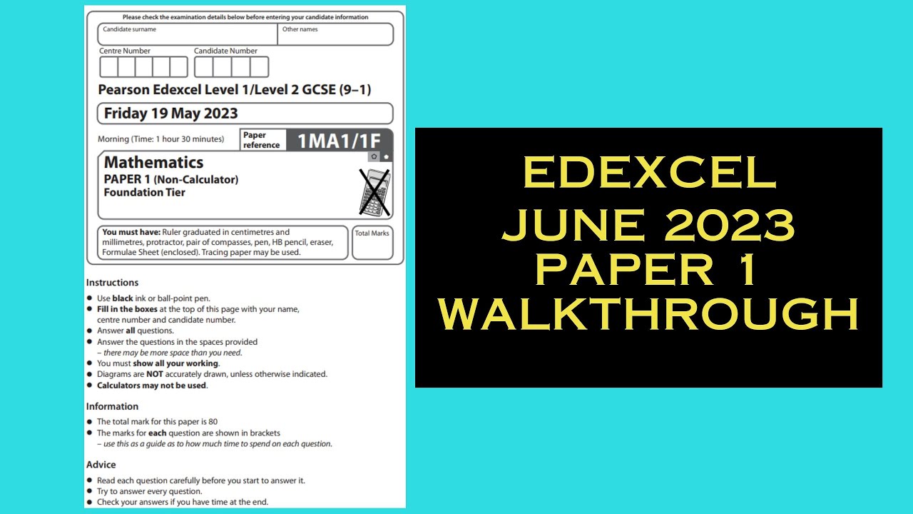 Edexcel Maths Foundation GCSE - June 2023 - Paper 1 - Worked Solutions ...